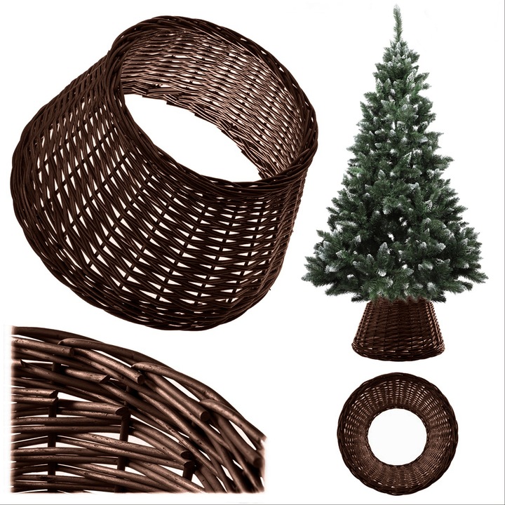 OSŁONA WIKLINOWA NA STOJAK POD CHOINKĘ 50 cm OSŁONKA KOSZ STOJAKA BRĄZOWY