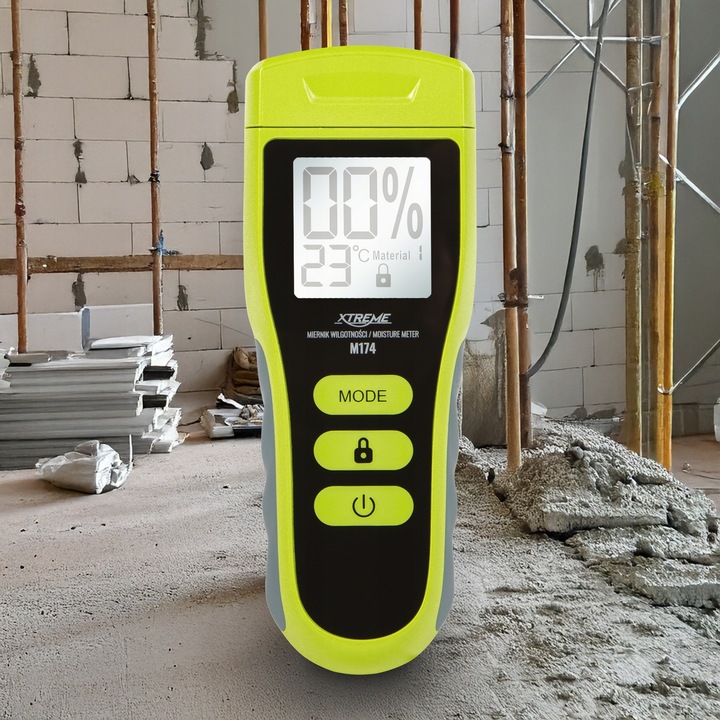 WILGOTNOŚCIOMIERZ MIERNIK WILGOTNOŚCI DREWNA BETONU CEGŁY GIPSU TYNK LCD