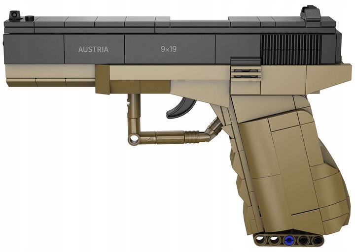 KLOCKI CADA BROŃ GLOCK 17 MECHANICZNY PISTOLET 338 ELEMENTÓW + 5 NABOI