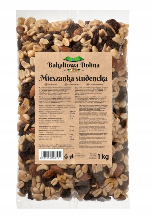 MIESZANKA STUDENCKA 5 KG 5000 G ORZECHY MIX BAKALIE PRZEKĄSKA BAKALIOWA
