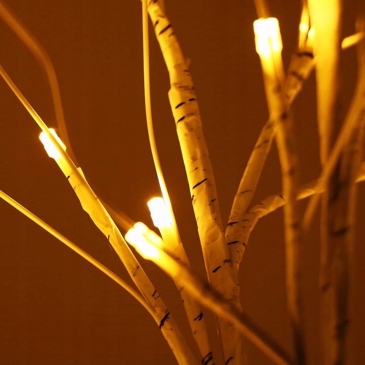 BRZOZA 48LED DRZEWKO ŚWIĄTECZNE OZDOBNE ŚWIECĄCE LAMPKI BIAŁE CIEPŁE 120cm