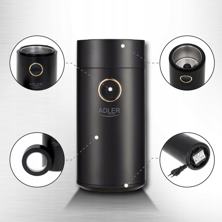 ELEKTRYCZNY MŁYNEK DO KAWY ZIÓŁ ORZECHÓW SIEMIENIA LNIANEGO PIEPRZU 150W