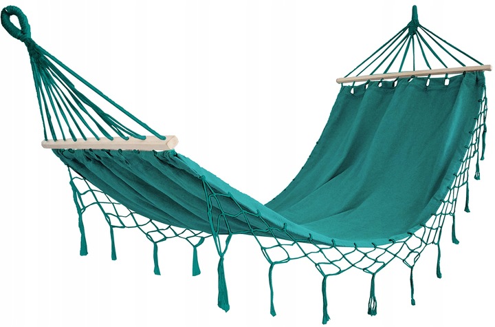 HAMAK OGRODOWY Z DRĄŻKIEM DUŻY MOCNY WYTRZYMAŁY BOHO 200x100cm MIX