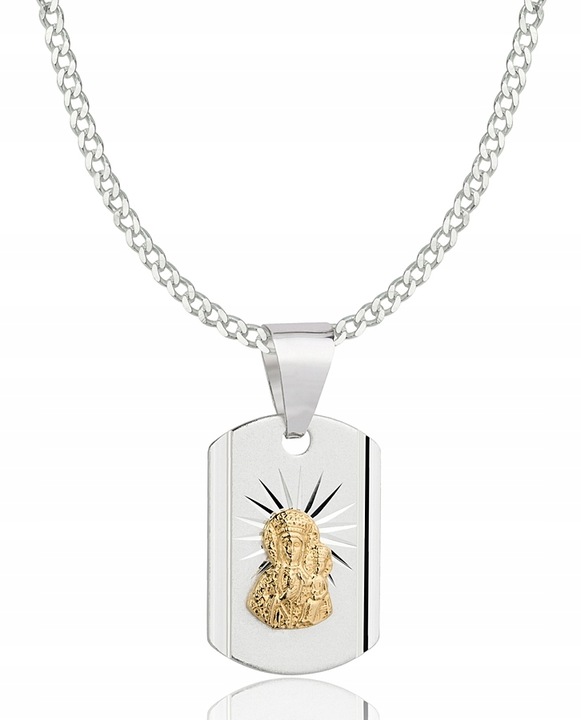 Łańcuszek Srebrny Męski Pancerka Diamentowany z Medalikiem Grawer Gratis