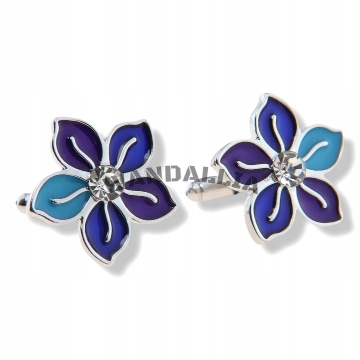 WANDALLIA Spinki do mankietów SP-MN-34 Tematyczne Kwiaty Stokrotki Srebrne