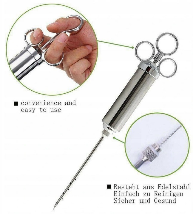 Strzykawka do PEKLOWANIA Natrysku Mięsa MARYNATĄ NASTRZYKIWARKA Stal 3 IGŁY