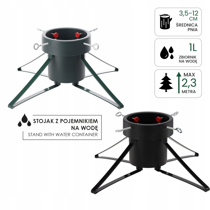 STOJAK CHOINKOWY MASYWNY 5-12 CM Z REGULACJĄ I POJEMNIKIEM NA WODĘ