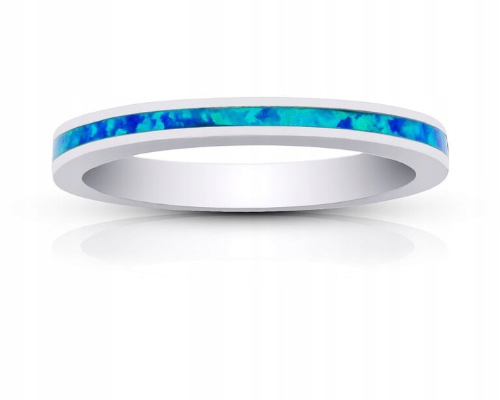 Pierścionek srebrny z niebieskim opalem wokół 925 r.12