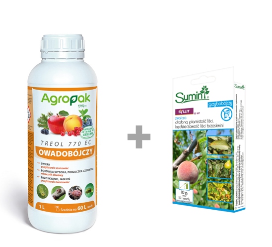 Treol 770EC 1L+Syllit 65WP 10g owady choroby kędzierzawość drzew owocowych