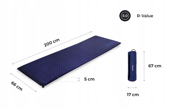 Mata samopompująca R-VALUE 5.0 gruba 5 cm duża 200cm Spokey COUCH