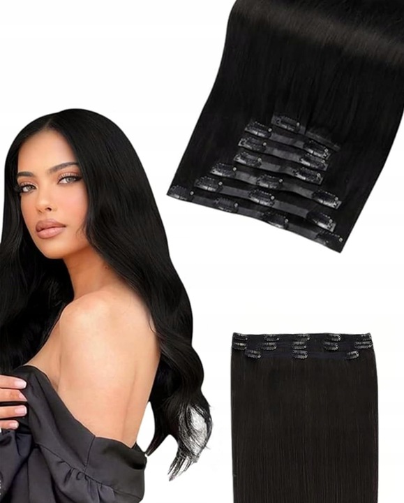 DOCZEPIANE WŁOSY Clip In Jak Naturalne Dopinki Proste Długie 6 Taśm 60 cm