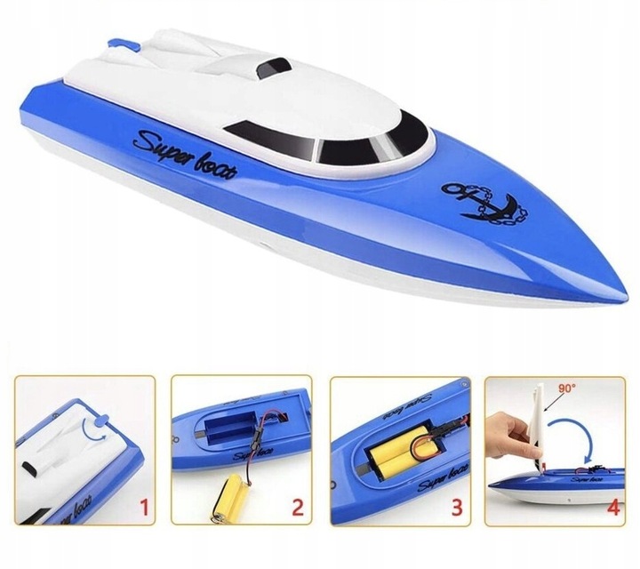 ŁÓDŹ ŁÓDKA MOTORÓWKA NA RADIO Z ŁADOWARKĄ USB ZDALNIE STEROWANA RC + PILOT