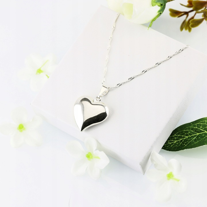 WYJĄTKOWE SERDUSZKO Z ŁAŃCUSZKIEM SINGAPUR DŁUGOŚĆ 45 CM SREBRO PRÓBY 925