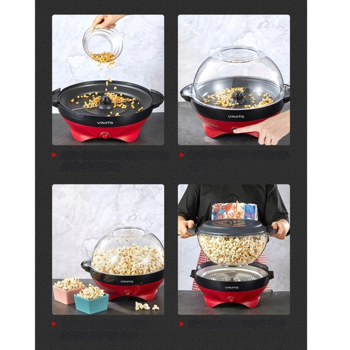 MASZYNA DO ROBIENIA POPCORNU DOMOWA AUTOMATYCZNA URZĄDZENIE MASZYNKA SZYBKA