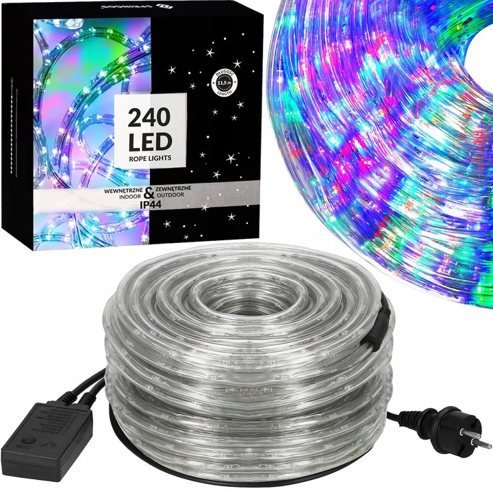 WĄŻ ŚWIETLNY ZEWNĘTRZNY 240 LED LAMPKI CHOINKOWE IP44 10m PROGRAMATOR MULTI