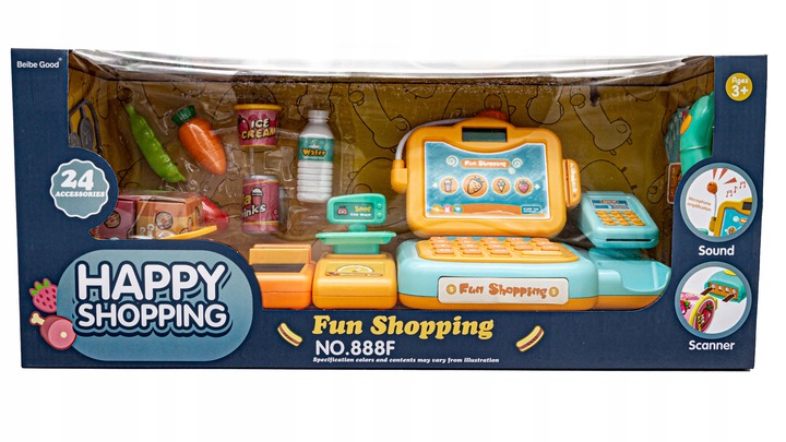 Sklepowa Kasa Fiskalna dla Dzieci ZABAWA w SKLEP Koszyk Waga Czytnik Monety