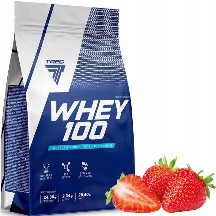 PYSZNE BIAŁKO WPC Trec Whey 100 900g PROTEINY NA MASĘ MIĘŚNIE DO TRENINGU