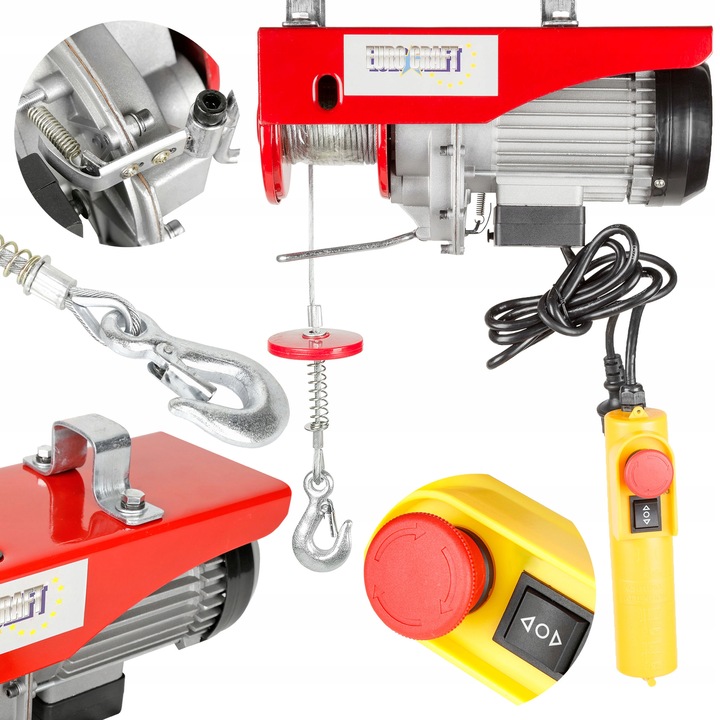 WYCIĄGARKA ELEKTRYCZNA WCIĄGARKA 800KG 2000W LINOW SUWNICA STEROWANA HJ207