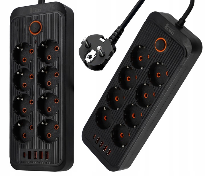 Przedłużacz Listwa Zasilająca Sieciowa 2M 8 Gniazd 230V + 4X USB Ładowarka
