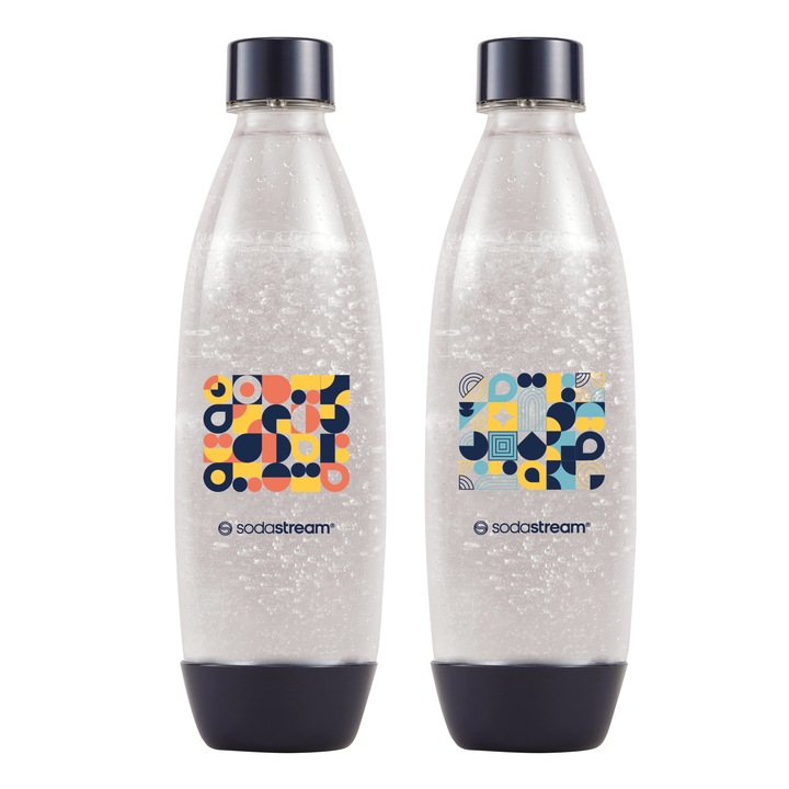 Zestaw butelek SodaStream Fuse Bubble Mosaic 2x1l czarne ze wzorami