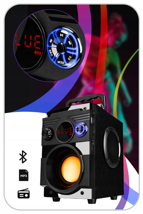 GŁOŚNIK PRZENOŚNY RADIO BUDOWLANE TUBA WIEŻA BLUETOOTH CHARGE 1300W