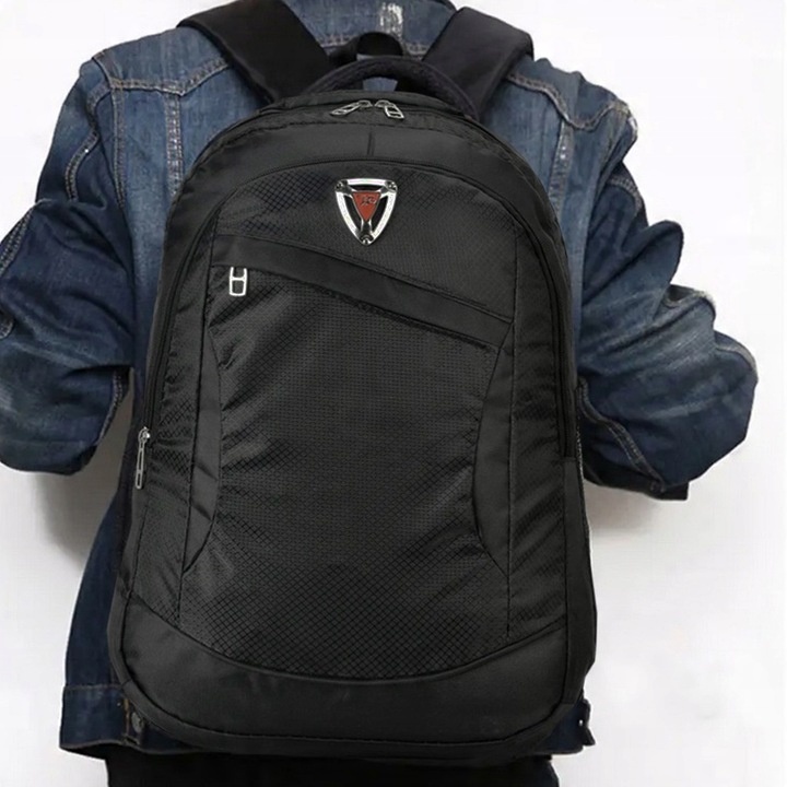Plecak męski do pracy na laptopa szkolny młodzieżowy pojemny czarny solidny