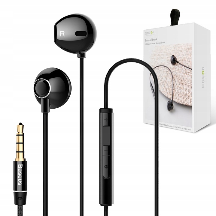 BASEUS PRZEWODOWE SŁUCHAWKI DOUSZNE MINI JACK 3,5MM Z MIKROFONEM I PILOTEM