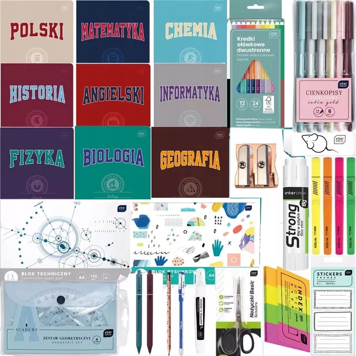 duża WYPRAWKA SZKOLNA PRZYBORY SZKOLNE ZESZYTY TEMATYCZNE klasa 4-8