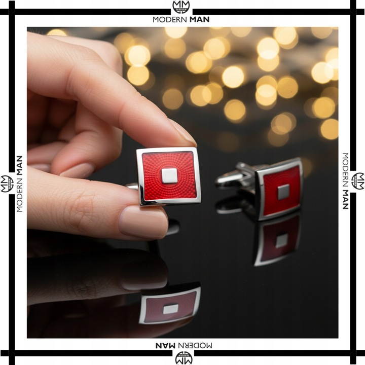 SPINKI DO MANKIETÓW MĘSKIE CZERWONE IDEALNY PREZENT DLA NIEGO