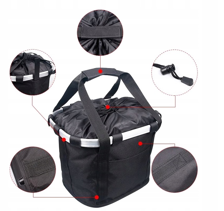 Torba KOSZYK do ROWERU rowerowy PIKNIK czarny