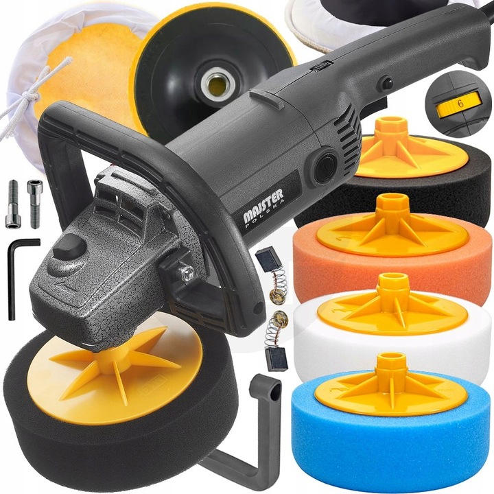 POLERKA SAMOCHODOWA SZLIFIERKA Z REGULACJĄ OBROTÓW + 4x GĄBKA 2600W MP0441