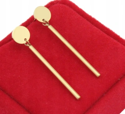 KOMPLET ZŁOTY STAL CHIRURGICZNA NASZYJNIK KOLCZYKI PATYCZKI