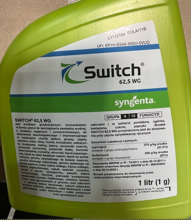 SUMIN SWITCH 62,5 WG RTU choroby jabłoni gruszy pigwy czereśni wiśni 1L