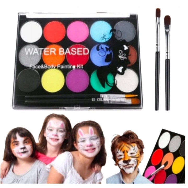 ZESTAW FARB I TATUAŻY ZESTAW DO MALOWANIA TWARZY BROKATOWE ZMYWALNE
