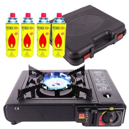KUCHENKA TURYSTYCZNA GAZOWA Z PRZENOŚNĄ WALIZKĄ + 4x KARTUSZ Z GAZEM PIKNIK