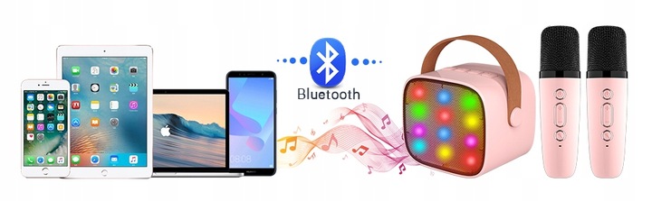 MIKROFON BEZPRZEWODOWY KARAOKE GŁOŚNIKIEM BLUETOOTH GŁOŚNIK Z KOLOROWYM LED