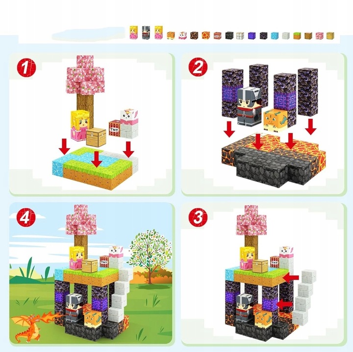 KLOCKI MAGNETYCZNE Sześciany Dla dzieci 79 KLOCKÓW