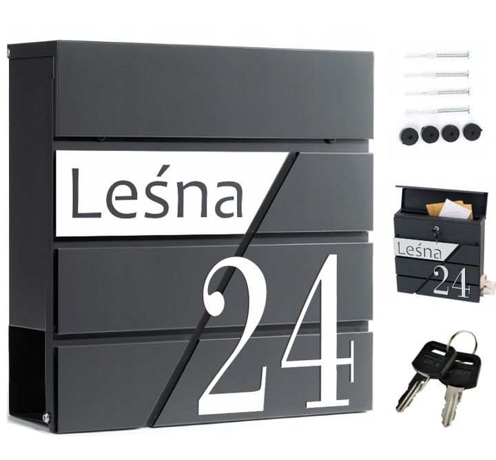 SKRZYNKA NA LISTY POCZTOWA Z NUMEREM DOMU ADRESEM DUŻA GAZETY Z NAPISEM