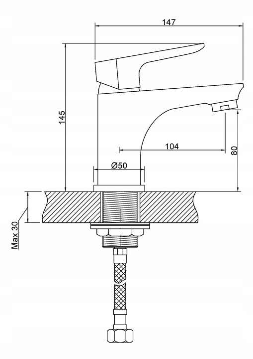 BATERIA UMYWALKOWA ŁAZIENKOWA JEDNOUCHWYTOWA STOJĄCA BIAŁA - CHROM SOLIDNA