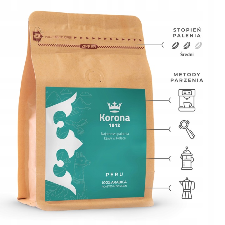 ŚWIEŻO PALONA kawa ziarnista ZESTAW 2x 250g KORONA