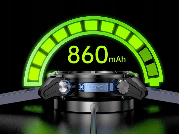 Smartwatch Męski - Zegarek Menu PL GPS Amoled Dyktafon Wodoodpony - 860mAh