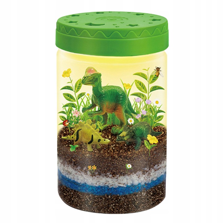 DINOZAUR OGRÓD TERRARIUM PROJEKTOR LAMPKA NOCNA PIASEK NAKLEJKI ROŚLINY