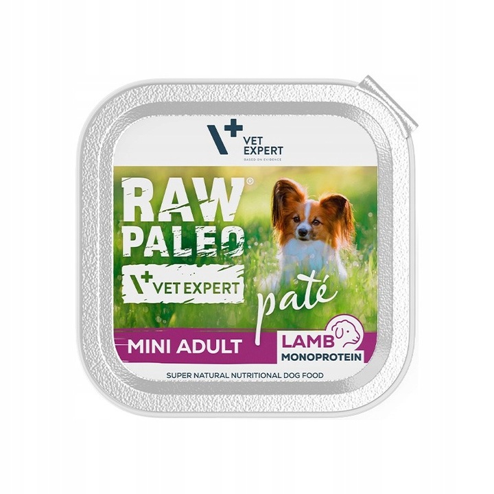 Mokra karma dla psów dorosłych małych ras jagnięcina Raw Paleo Pate 12x150g