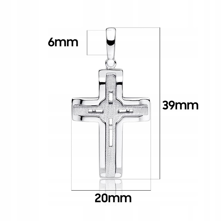 SATYNOWANY SREBRNY MĘSKI KRZYŻ RODOWANE SREBRO 925 MASYWNY KRZYŻYK + GRAWER