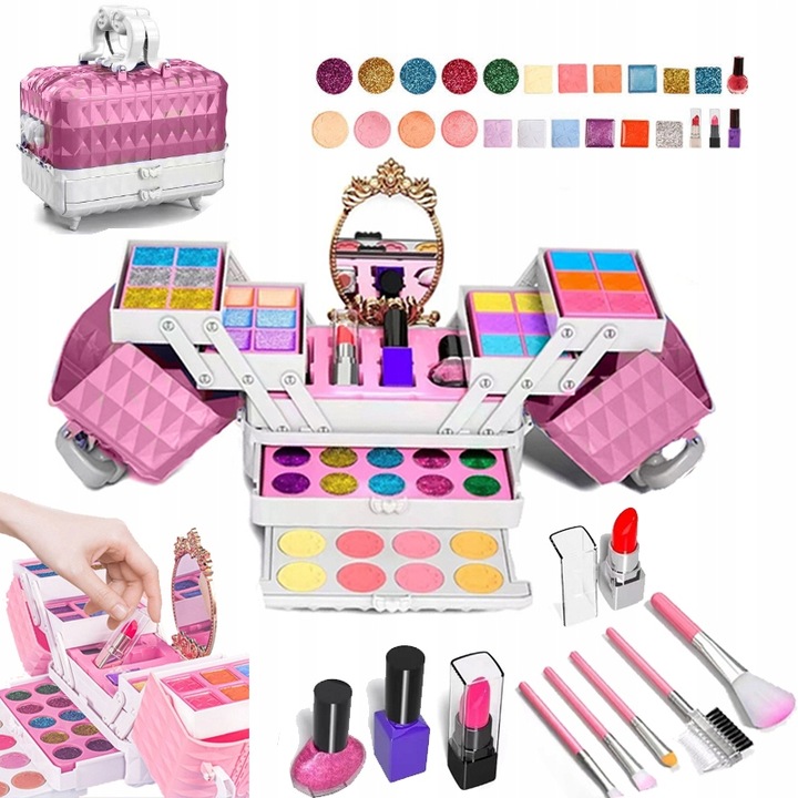 Kuferek Kosmetyków Do Paznokci i Makijażu MakeUp Zestaw Makijaż dla dzieci