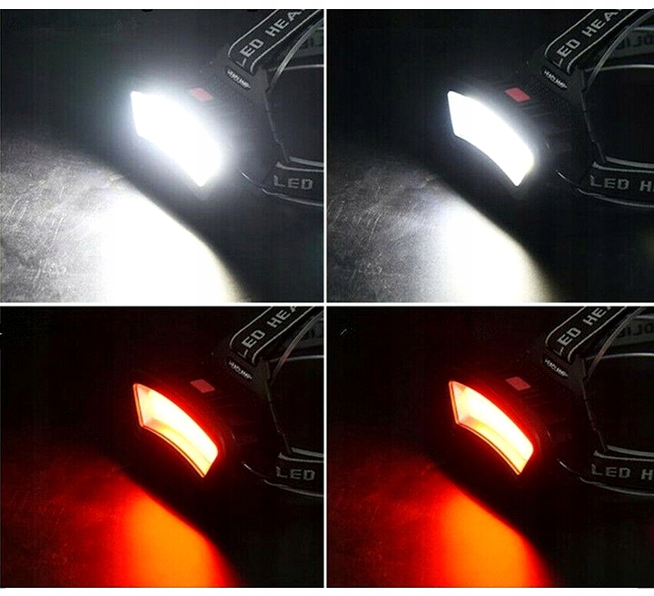 Czołówka 1000Lm akumulator 2400mAh LED COB czołowa latarka lampka lampa