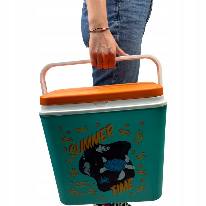 Przenośna LODÓWKA TURYSTYCZNA 24L na Wkłady Mrożące, SOLIDNY uchwyt