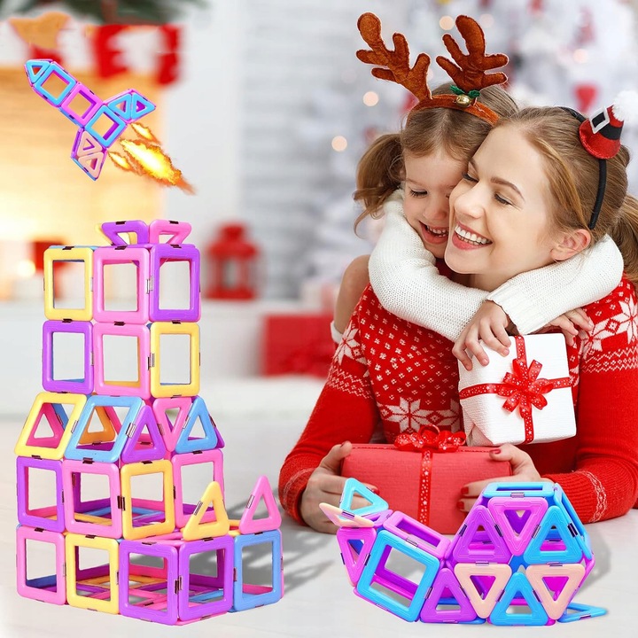 MAGNETYCZNE KLOCKI KONSTRUKCYJNE, 40 KLOCKÓW MAGNETYCZNYCH DLA DZIECI