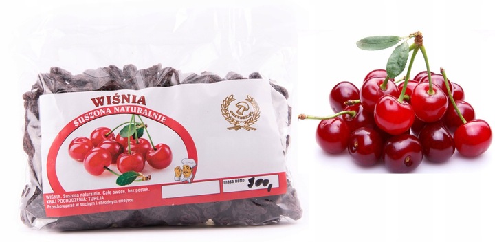 WIŚNIE NATURALNIE SUSZONE 500G! BEZ CUKRU, BEZ SO2