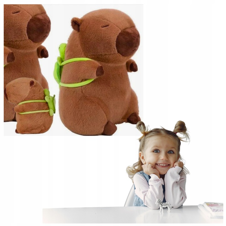 MASKOTKA KAPIBARA Z PLECAKIEM ŻÓŁW PLUSZAK DUŻY XXL 40CM PLUSZOWY MIŚ